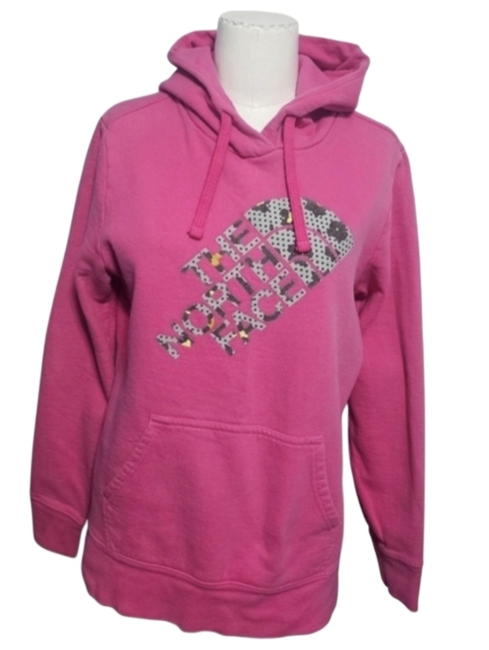 The North Face Women's Pink Sweatshirt Textured Logo Hoodie Barbiecore Sz L
